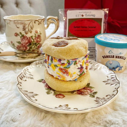 Easy Keto Ice Cream Salted Caramel Cookie Sandwich 😍