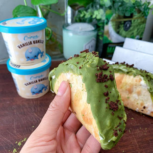 🍀 Matcha Coated Vanilla Ice Cream Tacos 🌈 St. Patrick's day keto dessert