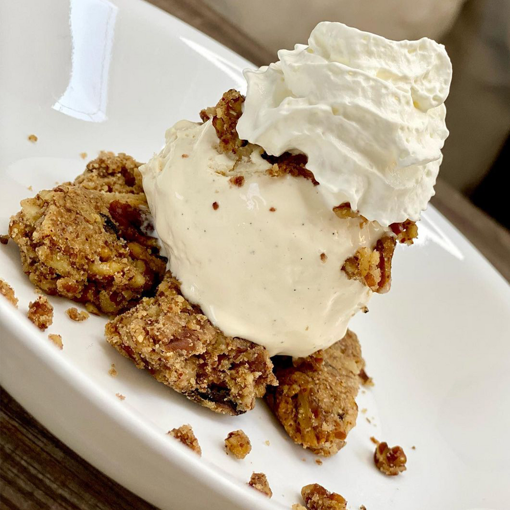 Keto Banana Nut Cookie sundae 🍨 with rich n' creamy vanilla ice cream