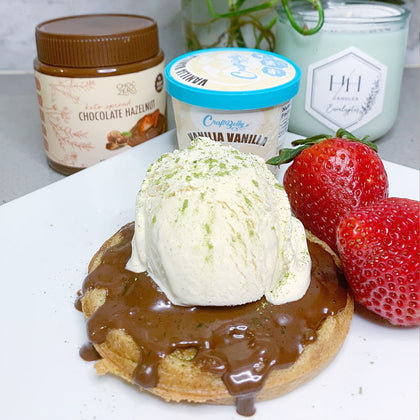 Keto Ice Cream Waffle Recipe 🧇 with vanilla ice cream (Somi Somi inspired)