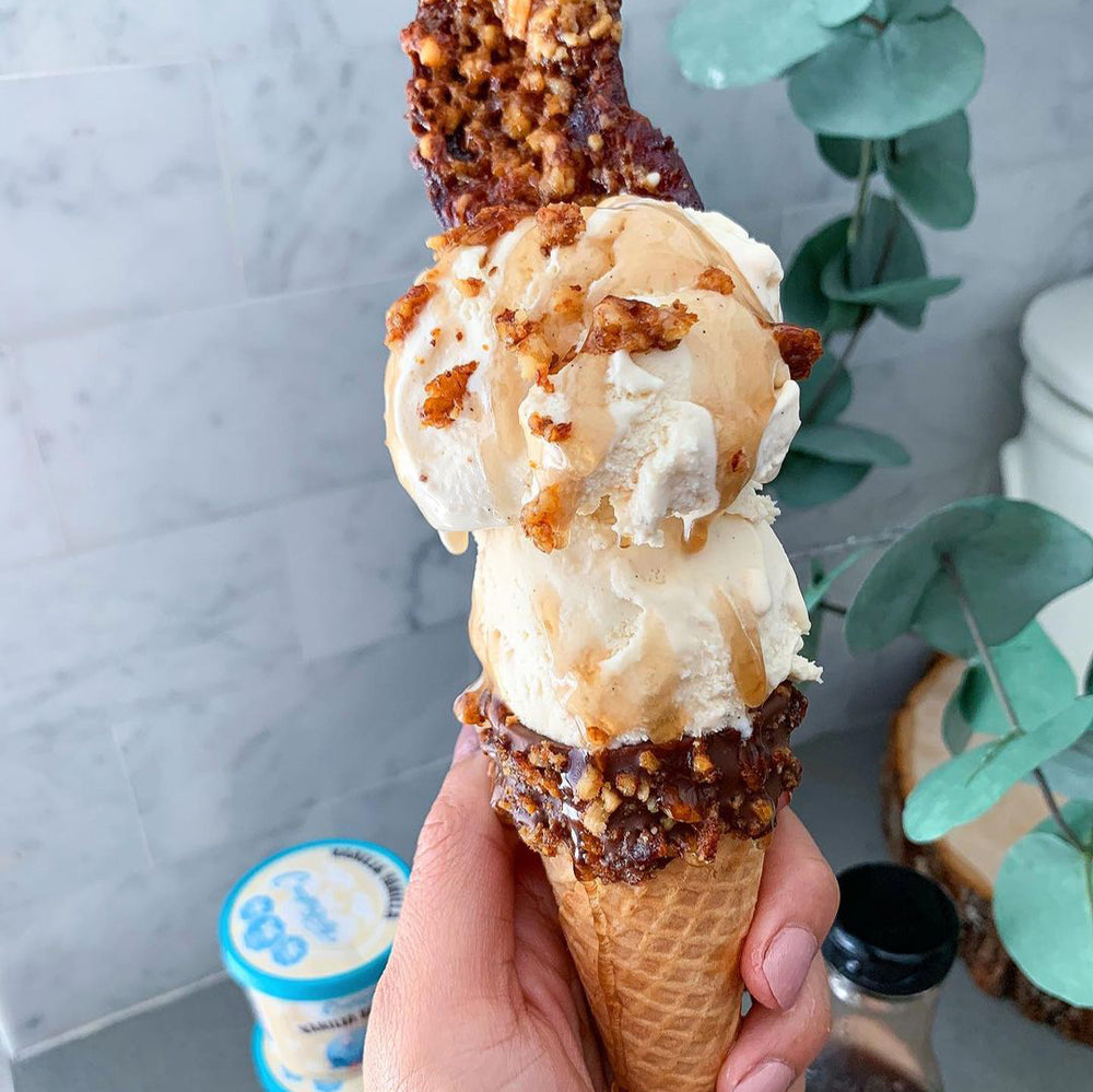 Keto Maple Candied Bacon Ice Cream Cone 🍦 🥓