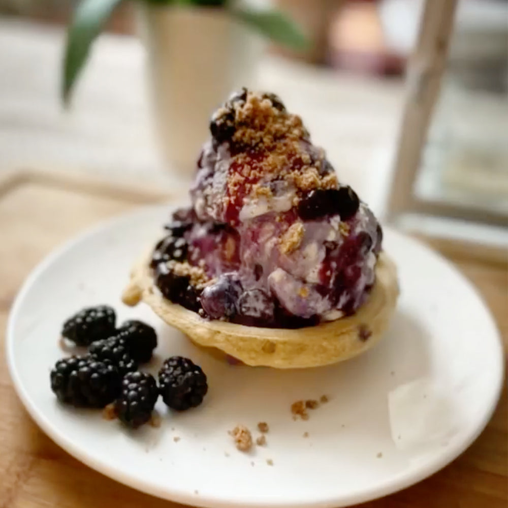 Keto Blueberry Ice Cream Waffle Bowl 🫐