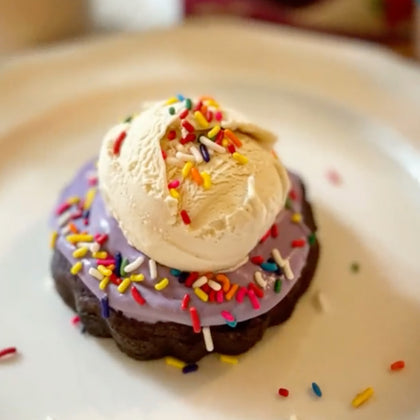 Keto Ube Bundt Cake Delight with Vanilla Ice Cream 🥰